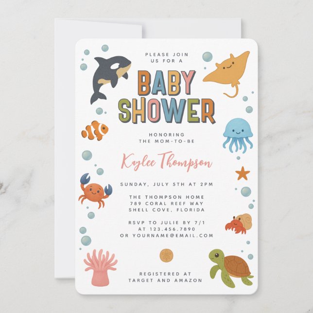 Under the Sea Baby Shower Invitation (Front)