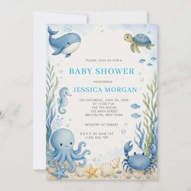 Under The Sea Baby Shower  Invitation (Front)