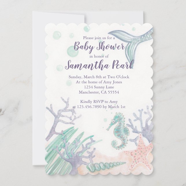 Under the Sea Baby Shower Invitation (Front)