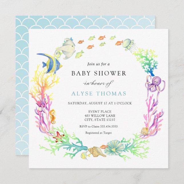 Under The Sea Baby Shower Invitation (Front/Back)