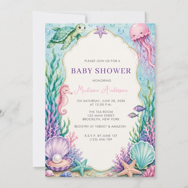 Under The Sea Baby Shower  Invitation (Front)