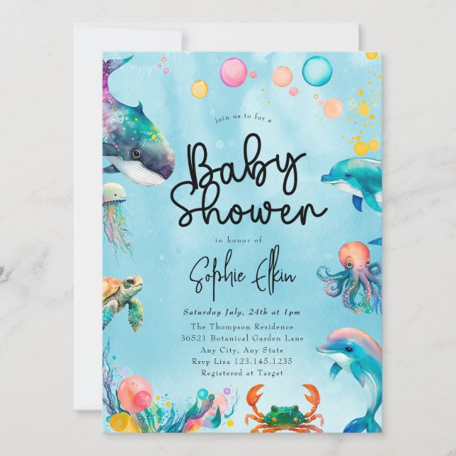 Under the Sea Baby Shower Invitation (Front)
