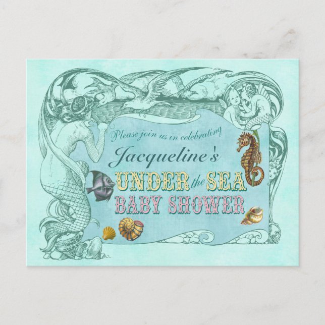Under the Sea Baby Shower Invitation Postcard (Front)