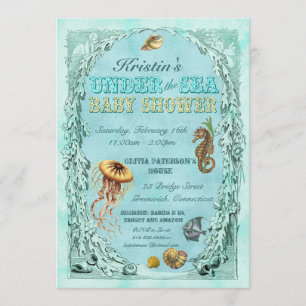 Under the Sea Baby Shower Invitation - teal