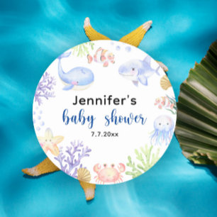 Under The Sea Baby Shower Ocean Animals Classic Round Sticker