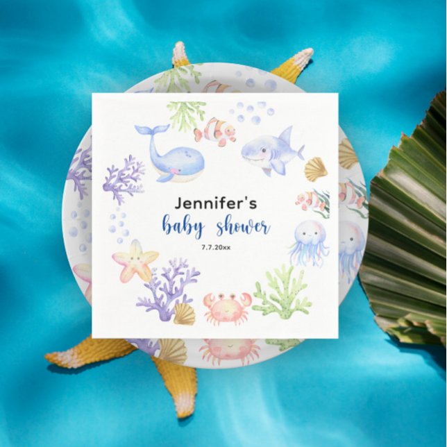 Under The Sea Baby Shower Ocean Animals Napkin (Creator Uploaded)