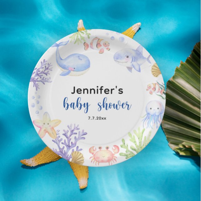 Under The Sea Baby Shower Ocean Animals Paper Plate (Creator Uploaded)