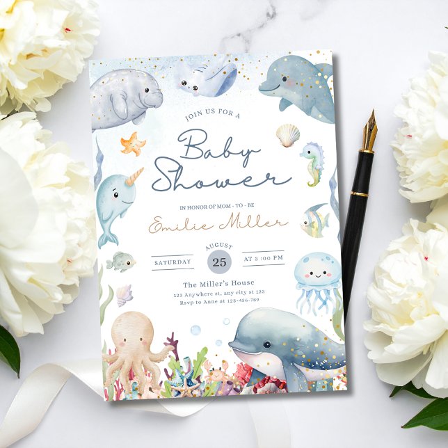 Under the Sea Baby Shower Ocean Gender Neutral Invitation (Creator Uploaded)
