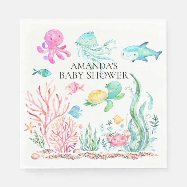 Under the Sea Baby Shower Paper Napkins (Front)