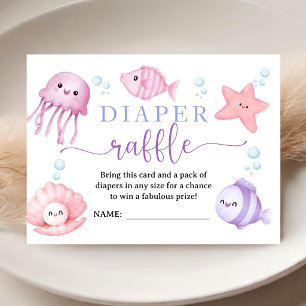 Under The Sea Baby Shower Pink Ocean Diaper Raffle Enclosure Card