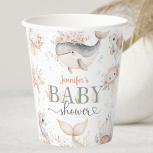 Under The Sea Baby Shower Pink Ocean Paper Cups