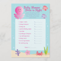 Under the Sea Baby Shower Price Game in Pink