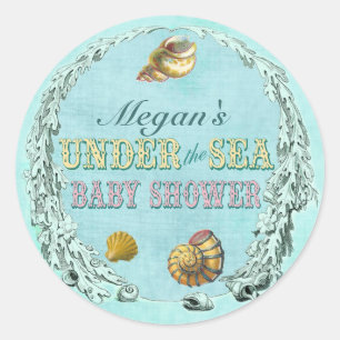 Under the Sea Baby Shower Sticker - Custom Name