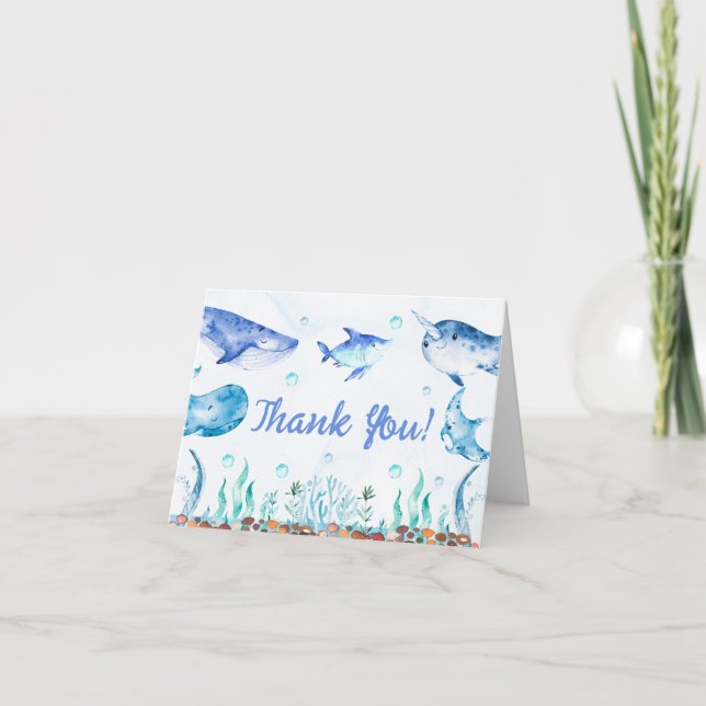 Under the Sea Baby Shower Thank You Card  (Front)