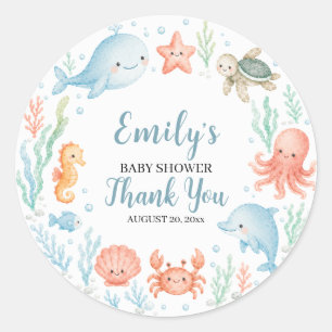 Under the Sea Baby Shower Thank You Classic Round Sticker