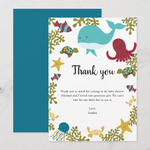 Under the Sea Baby Shower Thank you Kawaii Card
