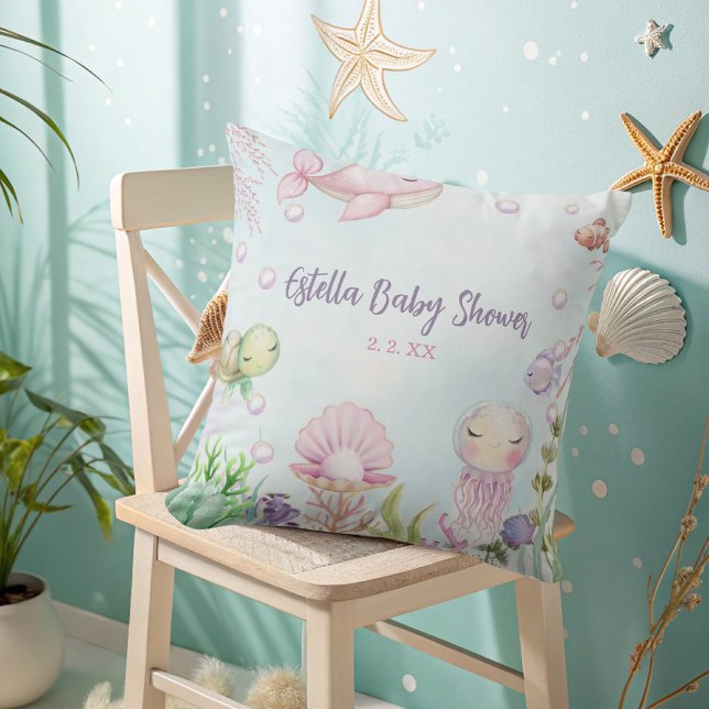 Under the Sea Baby Shower Throw Pillow (Creator Uploaded)