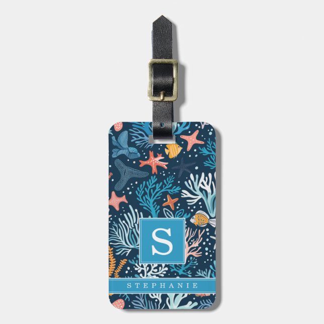 Under the Sea Background Luggage Tag (Front Vertical)