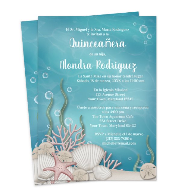 Under the Sea (Bajo el mar) Quinceañera Invitation (Creator Uploaded)