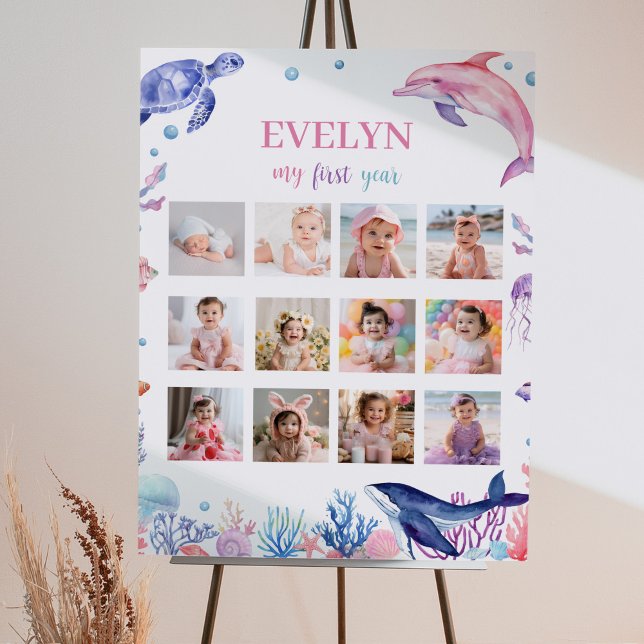 Under The Sea Birthday 12 Photo Milestone Poster (Creator Uploaded)