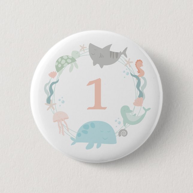 Under The Sea Birthday 6 Cm Round Badge (Front)
