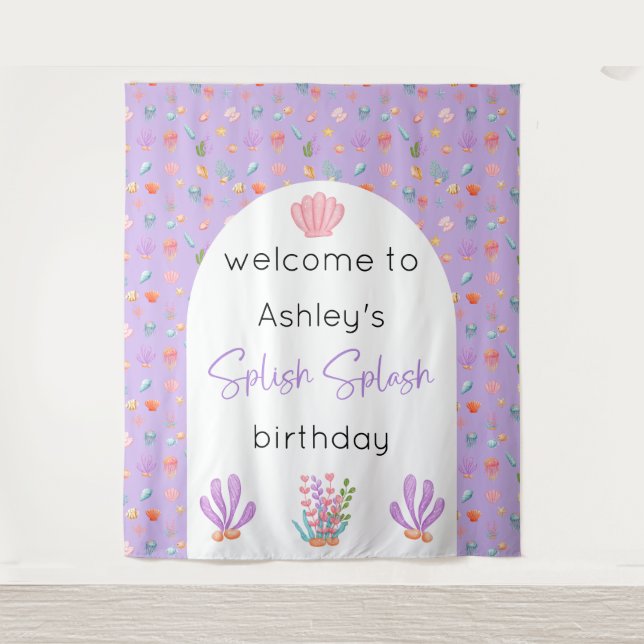 Under The Sea Birthday Backdrop Tapestry (Front)