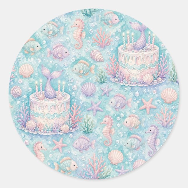 Under the Sea Birthday  Classic Round Sticker (Front)