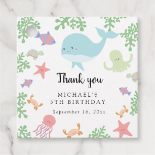 Under the Sea Birthday Cute Kawaii Thank you  Favour Tags