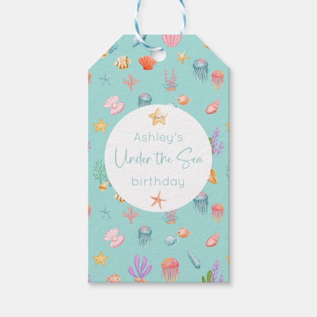 Under The Sea Birthday Gift Tags (Front)