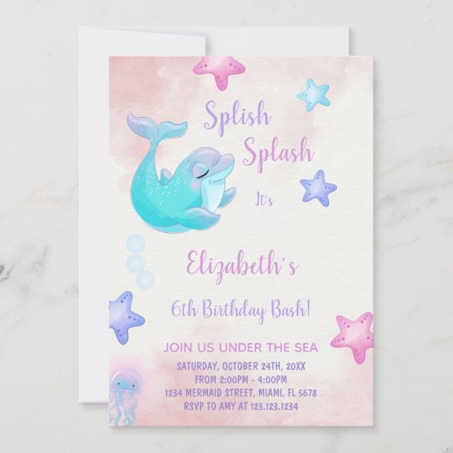 Under the sea Birthday Invitation (Front)