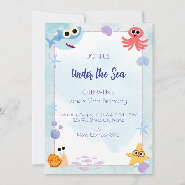 Under the Sea Birthday Invitation (Front)