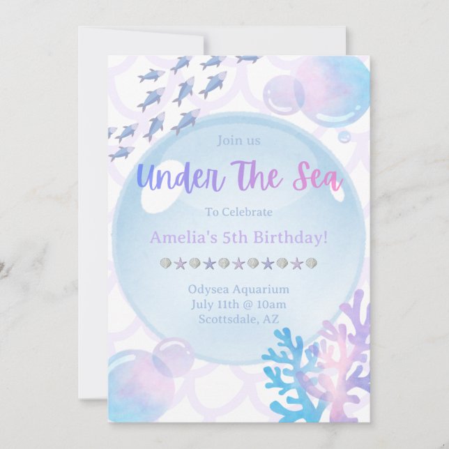 Under the sea birthday invitation (Front)