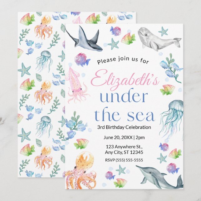 Under the Sea Birthday Invitation (Front/Back)
