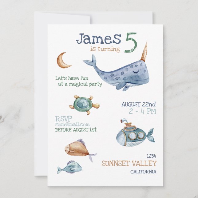 Under the Sea Birthday Invitation (Front)