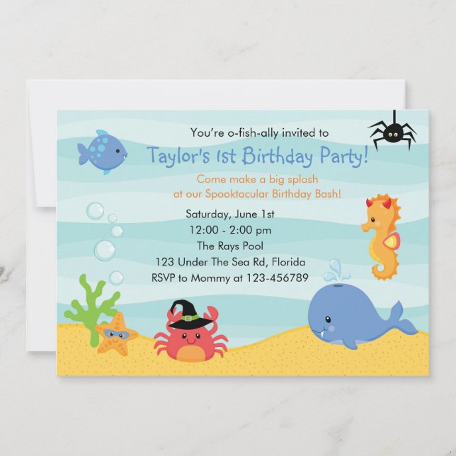 Under The Sea Birthday Invitation (Boys Halloween) (Front)