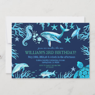 Under the Sea birthday invitation, ocean boy  Invitation