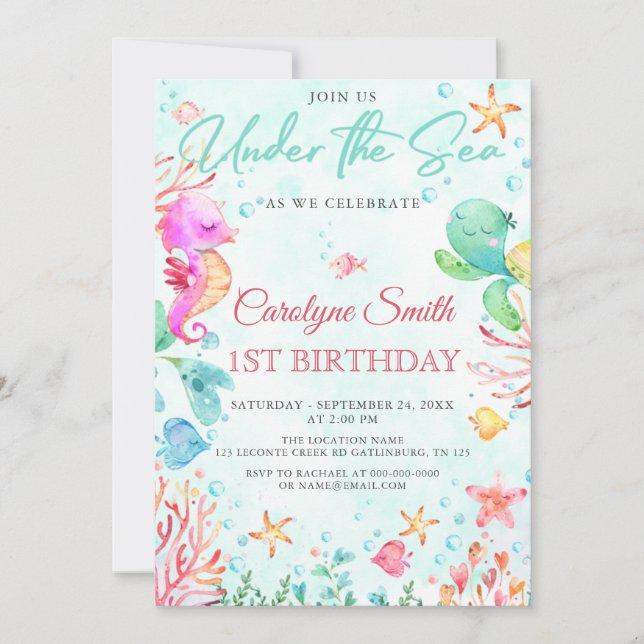 Under The Sea Birthday Invitations (Front)