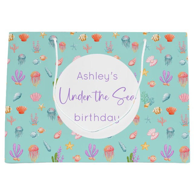 Under The Sea Birthday Large Gift Bag (Front)