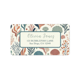 Under the Sea Birthday, Ocean Whispers Pattern Label