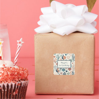 Under the Sea Birthday, Ocean Whispers Pattern Square Sticker