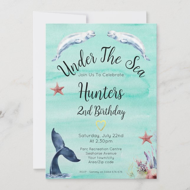 Under The Sea Birthday Party Invitation (Front)