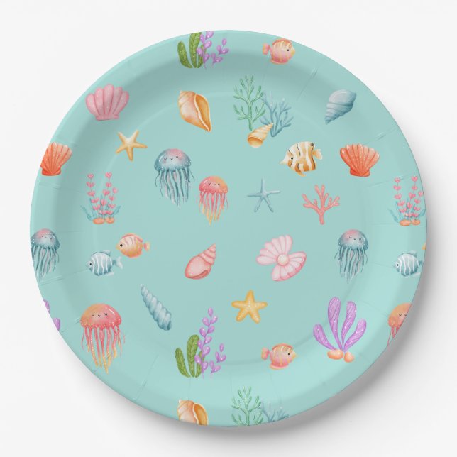 Under The Sea Birthday Party Paper Plate (Front)