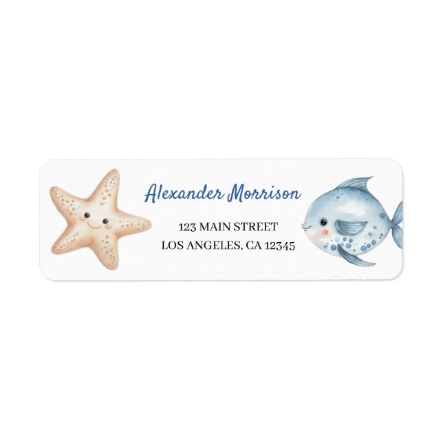 Under The Sea Birthday Party Return Address Label (Front)