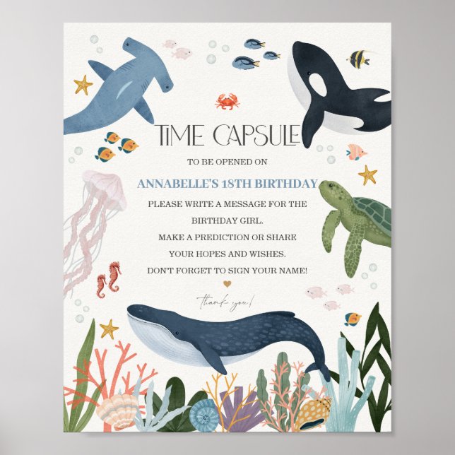 Under the Sea Birthday Party Time Capsule Sign (Front)