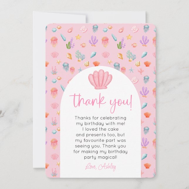 Under The Sea Birthday Photo Thank You Invitation (Front)