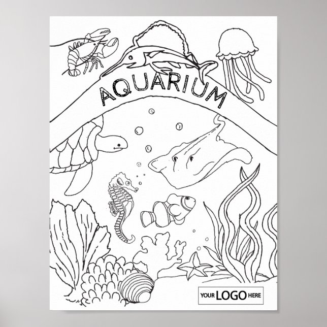Under the Sea Birthday Sea Life Art Colouring Art Poster (Front)
