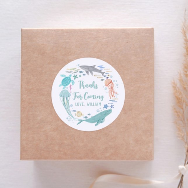 Under The Sea Birthday Thank You Classic Round Sticker (Creator Uploaded)