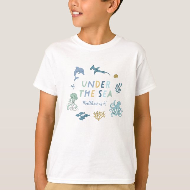 Under The Sea Blue Birthday Girl T-Shirt (Front)