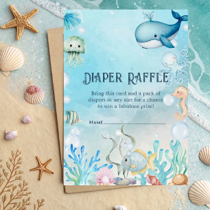 Under the Sea blue boy Baby Shower Diaper Raffle  Enclosure Card