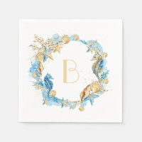 Under the Sea Blue Gold Monogram